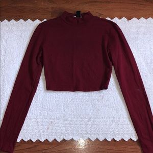 Burgundy forever 21 long sleeve crop top